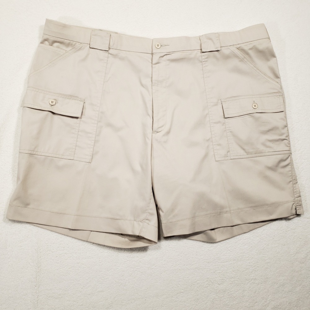 Sportif USA Hatteras Cargo Shorts‎ Mens 46 Tan Stretch Cotton Blend Zip Pockets